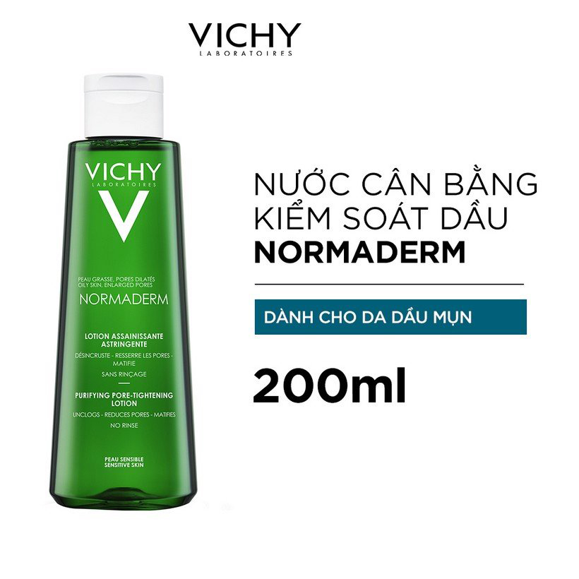 Nước Cân Bằng Vichy Se Khít Lỗ Chân Lông Dành Cho Da Dầu Mụn Normaderm Purifying Pore-Tightening Lotion 200ml