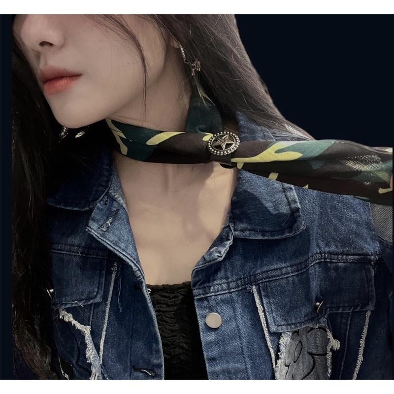 Khăn bandana hoạ tiết camo xanh lá cotton size 55x55cm - Maben