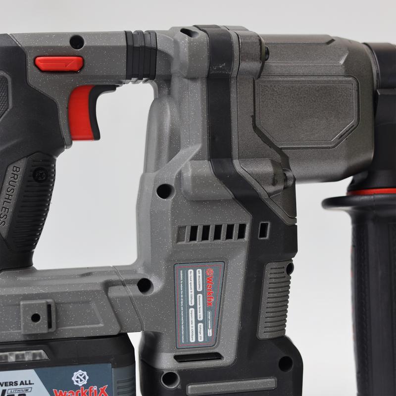 Máy Khoan Đục Bê Tông 3 Chức Năng Dùng Pin 21V Workfix - WF-RH2203PRO - MÀU XÁM - Có Anti-kickback - Chân Pin Phổ thông 2 Pin 21V/6Ah - Động Cơ Từ Lõi Đồng