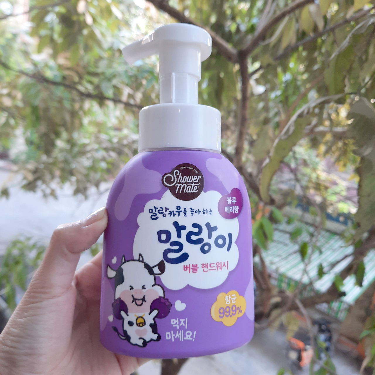 Bọt rửa tay kháng khuẩn, khử mùi Showermate Bubble Hand Wash 300ml - Hương việt quất tặng móc khóa