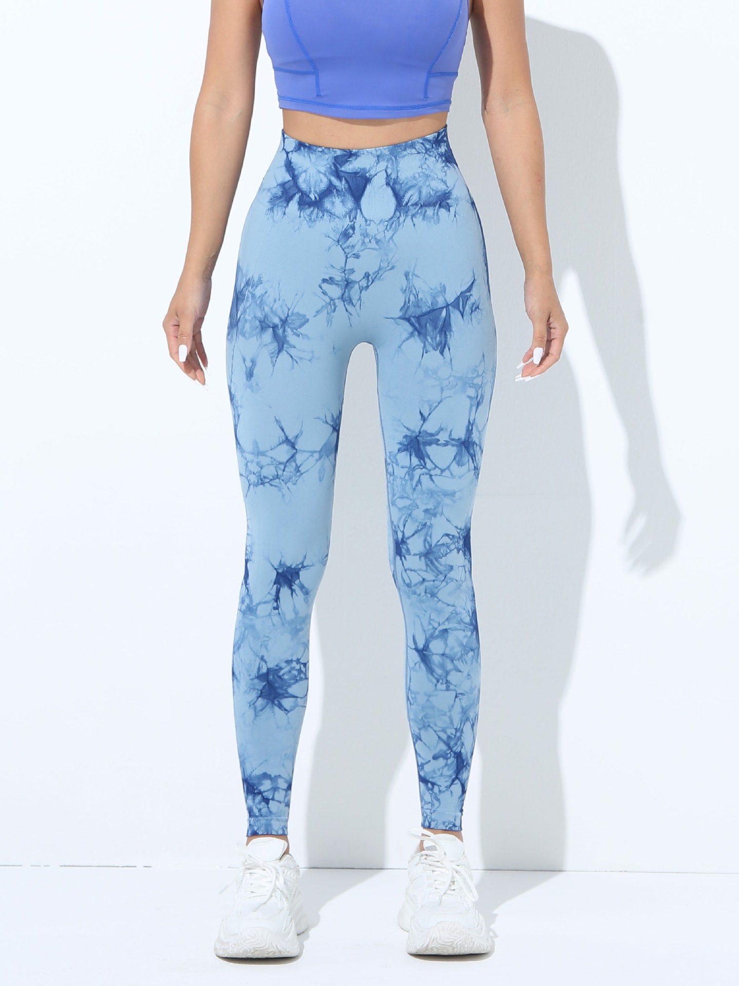 Quần dài legging nữ chun mông lưng cao màu xanh