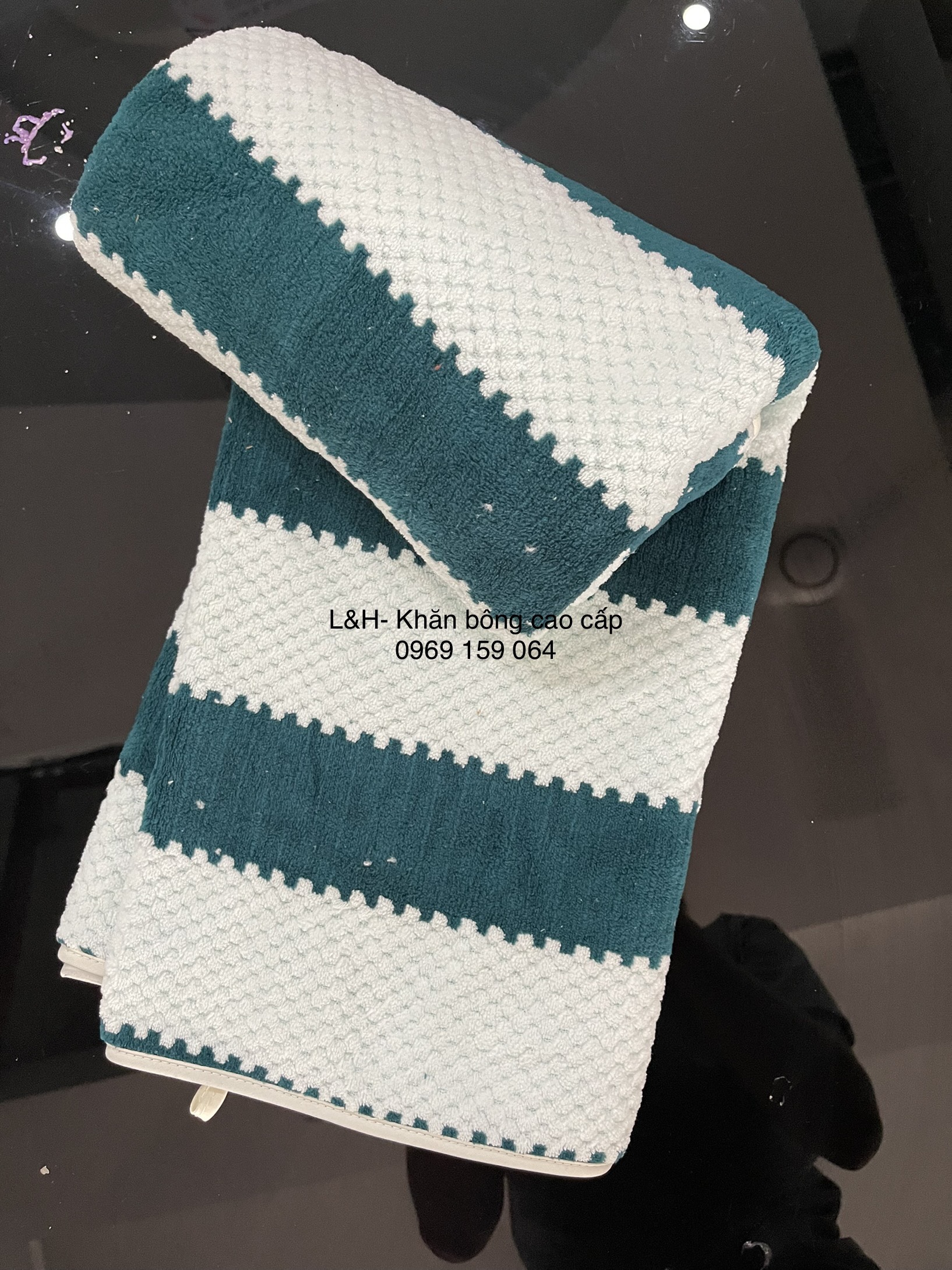 Khăn tắm lông cừu cao cấp, Khăn lau đầu, kẻ thẳng, hạt gạo, siêu mềm, KT 35x75cm