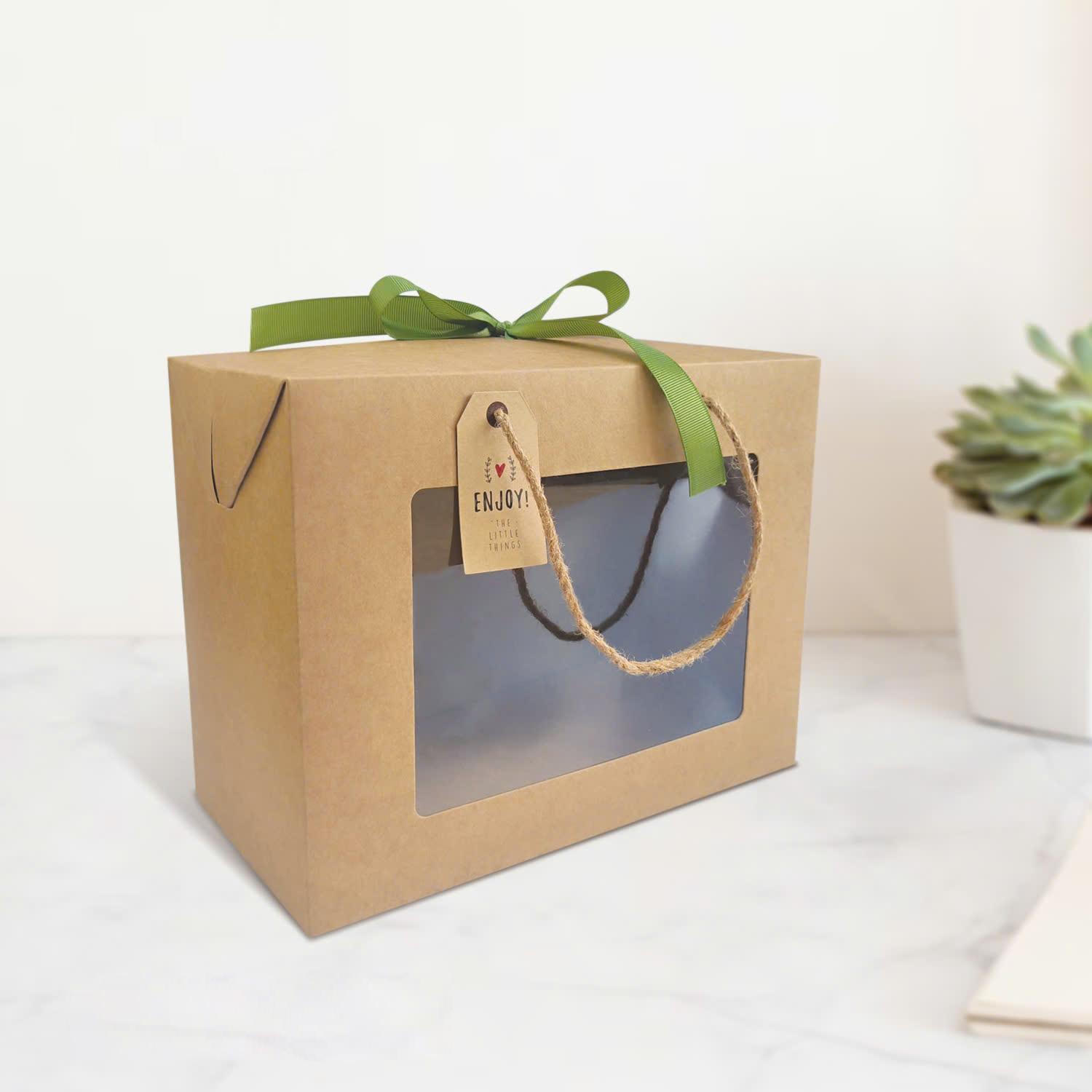 Hộp Xếp Kraft Quai Xách Kính - 26 x 20 x 12 cm - Linh Lan