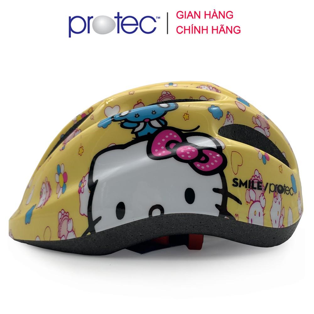 Mũ bảo hiểm xe đạp trẻ em Protec SMILE W024, nón bảo hiểm siêu nhẹ tiêu chuẩn Châu Âu, có đèn hậu an toàn, họa tiết đẹp, ấn tượng cho cả bé trai và bé gái