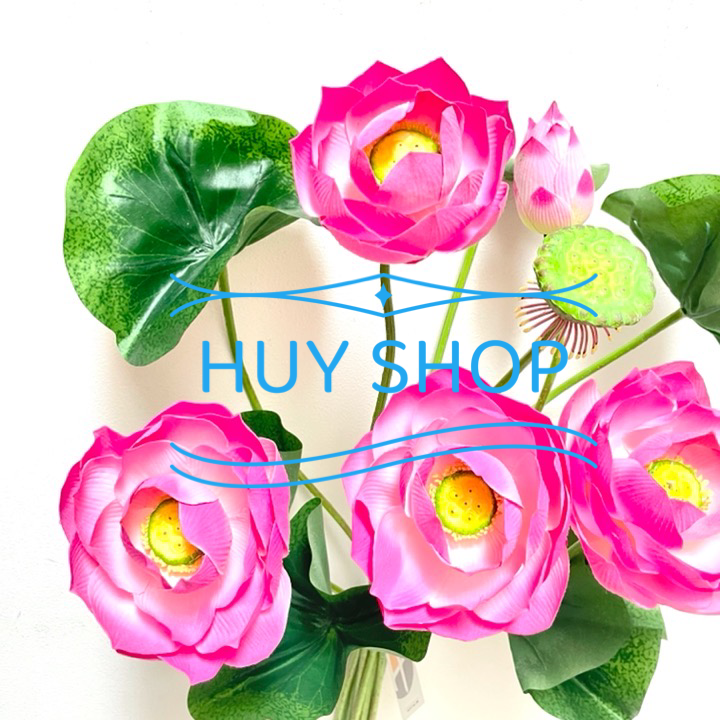 Hoa giả trang trí - Bụi Hoa SEN  vải cao cấp