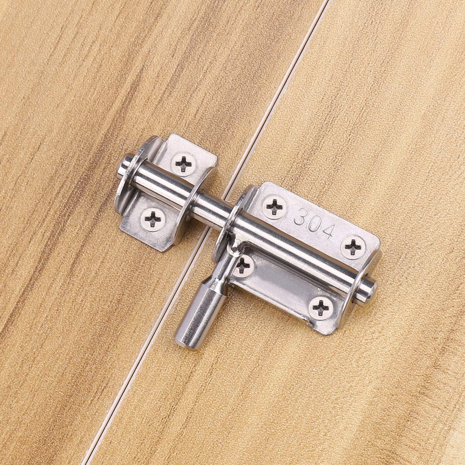 Một bộ 4 khóa cửa trượt, Khóa cửa trong vườn, Chốt cửa trượt bằng thép không gỉ, Khóa cửa gỗ, Khóa cửa trượt phòng tắm, Phòng ngủ