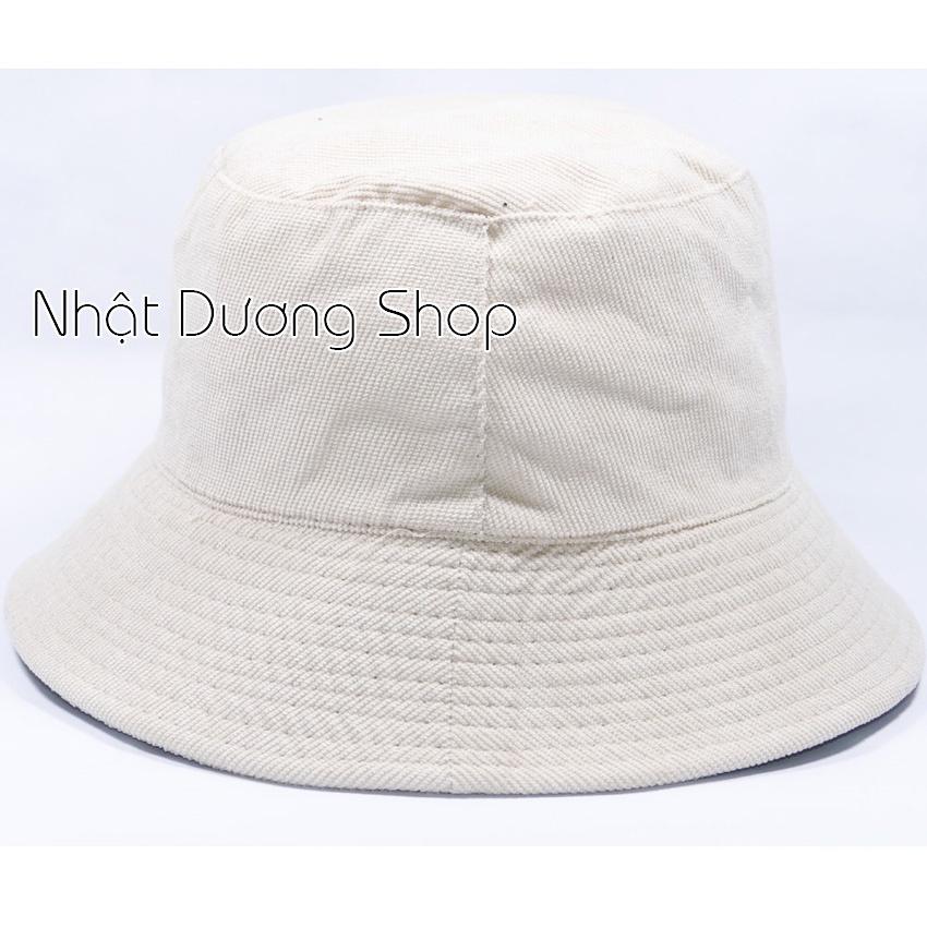 Mũ bucket trơn - Nón tai bèo vành tròn trơn chất nhung tăm cao cấp phù hợp cả nam và nữ