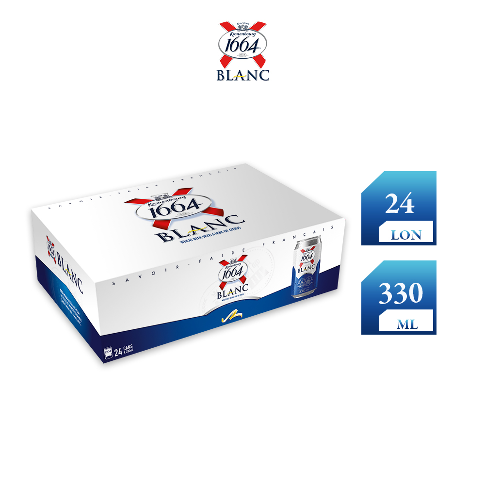 Nồng độ cồn 5% - Thùng 24 lon bia Kronenbourg 1664 Blanc 330ml