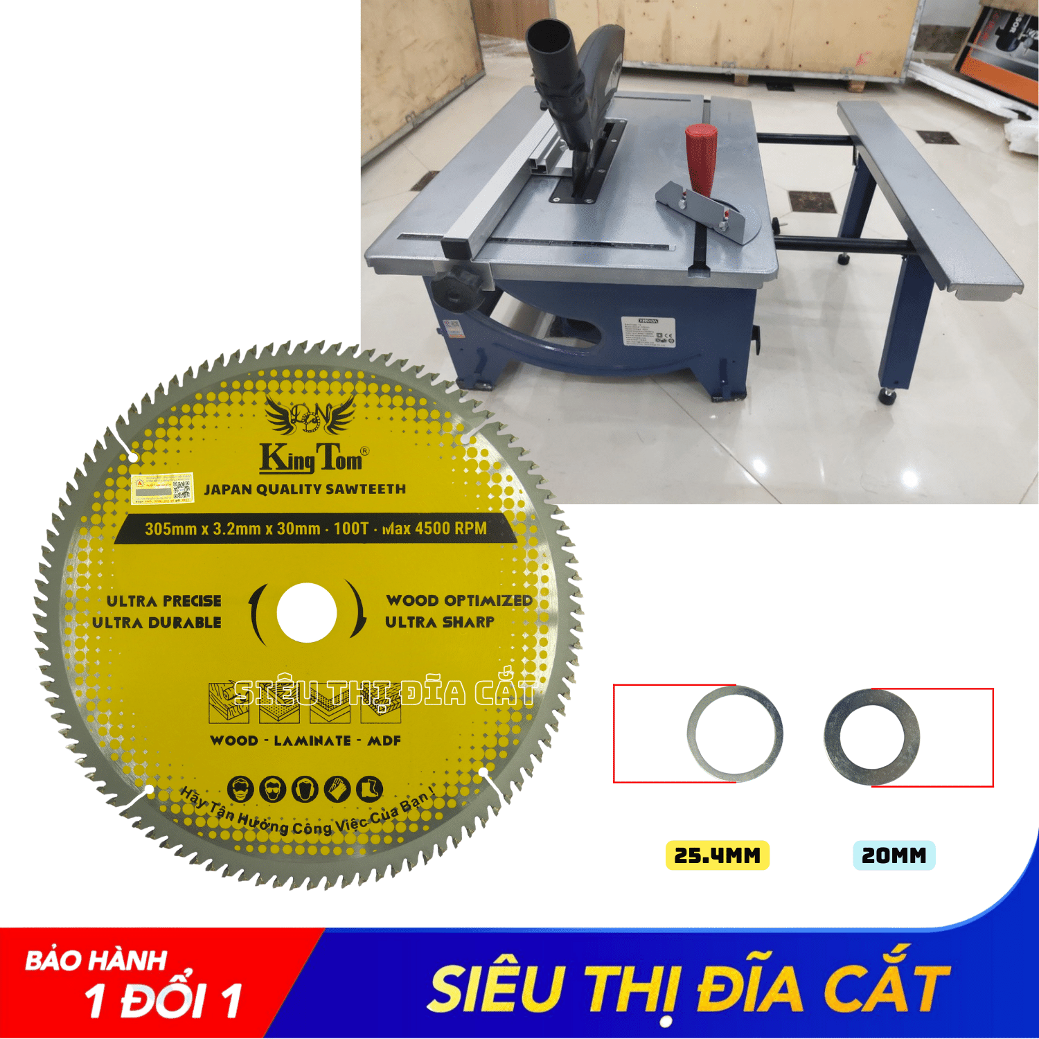 LƯỠI CƯA - LƯỠI CẮT GỖ 305-100 RĂNG KINGTOM VÀNG – CHẤT LƯỢNG VÔ ĐỊCH PHÂN KHÚC GIÁ RẺ!