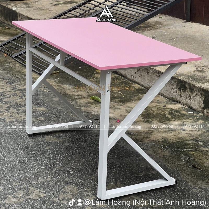 Bàn gaming chữ Z, K màu hồng, bàn lắp ráp size 120x60x75 gỗ MDF melamine