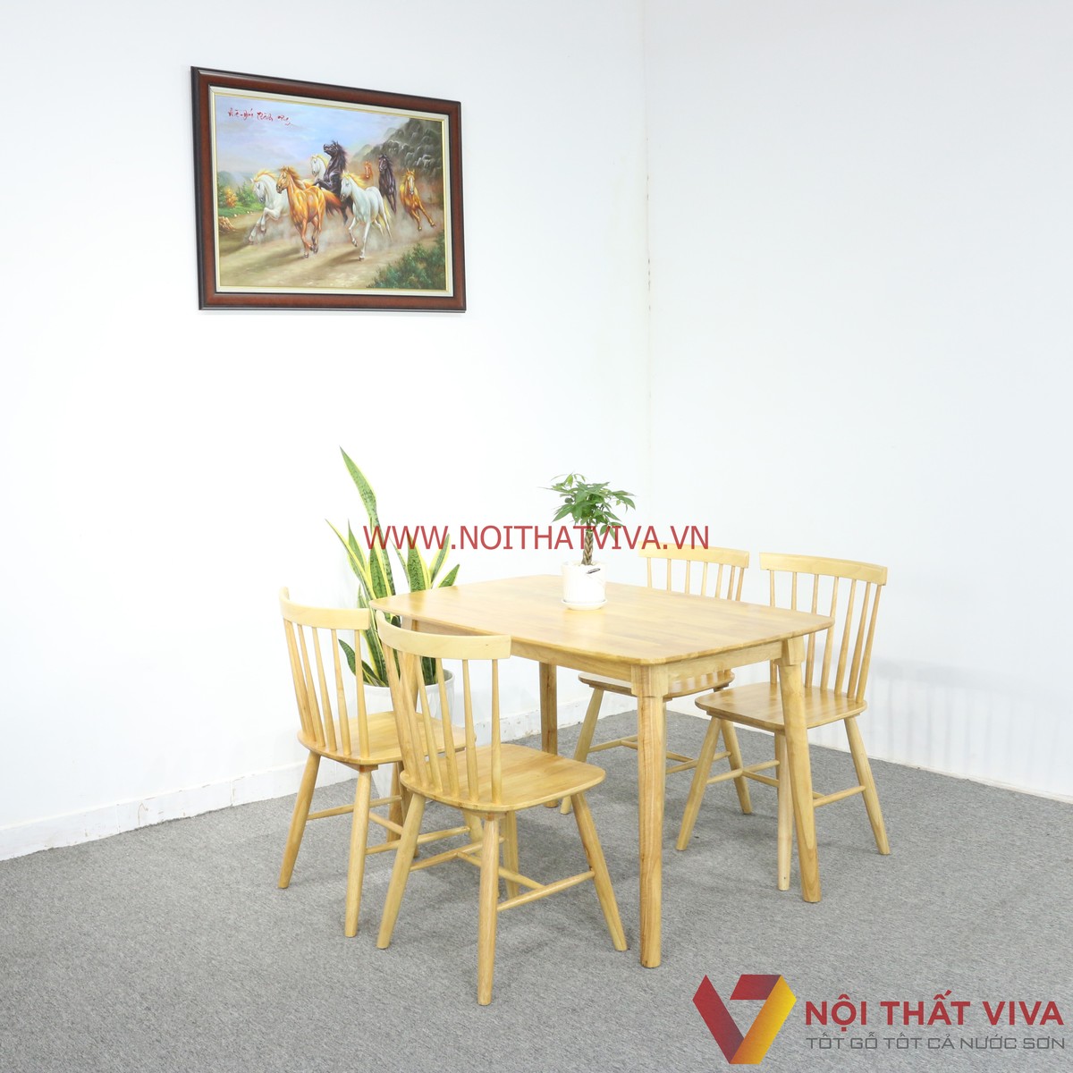 Bộ Bàn Ăn Mango 4 Ghế Nan Gỗ Cao Su Tự Nhiên Đẹp Giá Rẻ