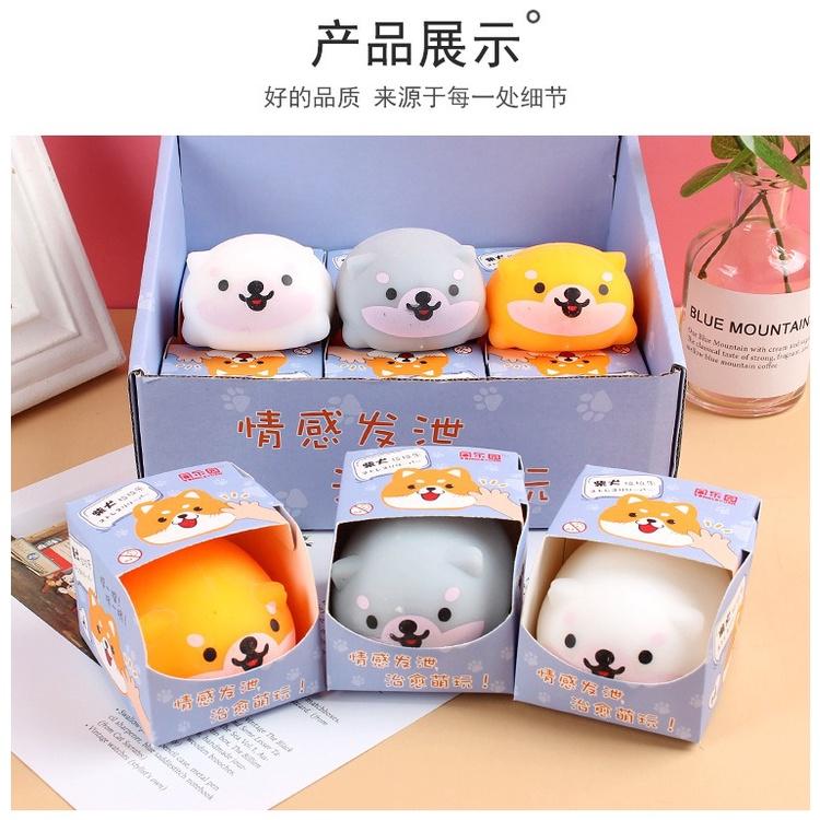 Squishy Mochi hình CHÓ SHIBA 3 màu đồ chơi bóp tay mềm mịn dễ thương chân thực giảm stress co dãn đàn hồi ngộ