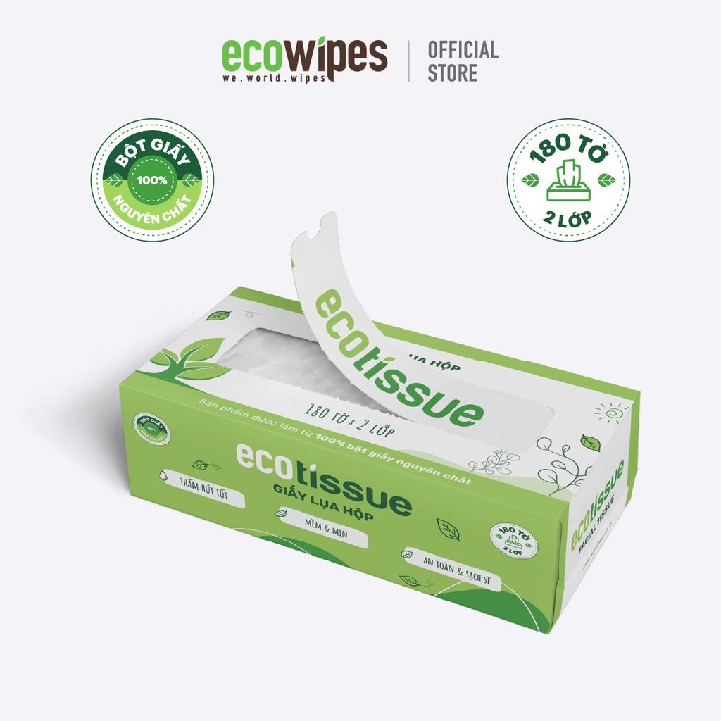 Thùng 40 hộp khăn giấy khăn ăn giấy lụa Ecotissue hộp cao cấp 180 tờ siêu mềm mịn thấm hút tốt an toàn khi sử dụng