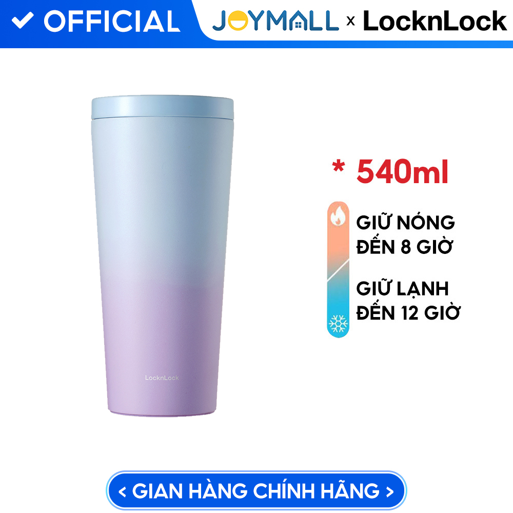 Bình giữ nhiệt LocknLock New Clip Tumbler màu tím LHC4279VOL 540ml, Hàng chính hãng, có 2 nắp thay thế - JoyMall