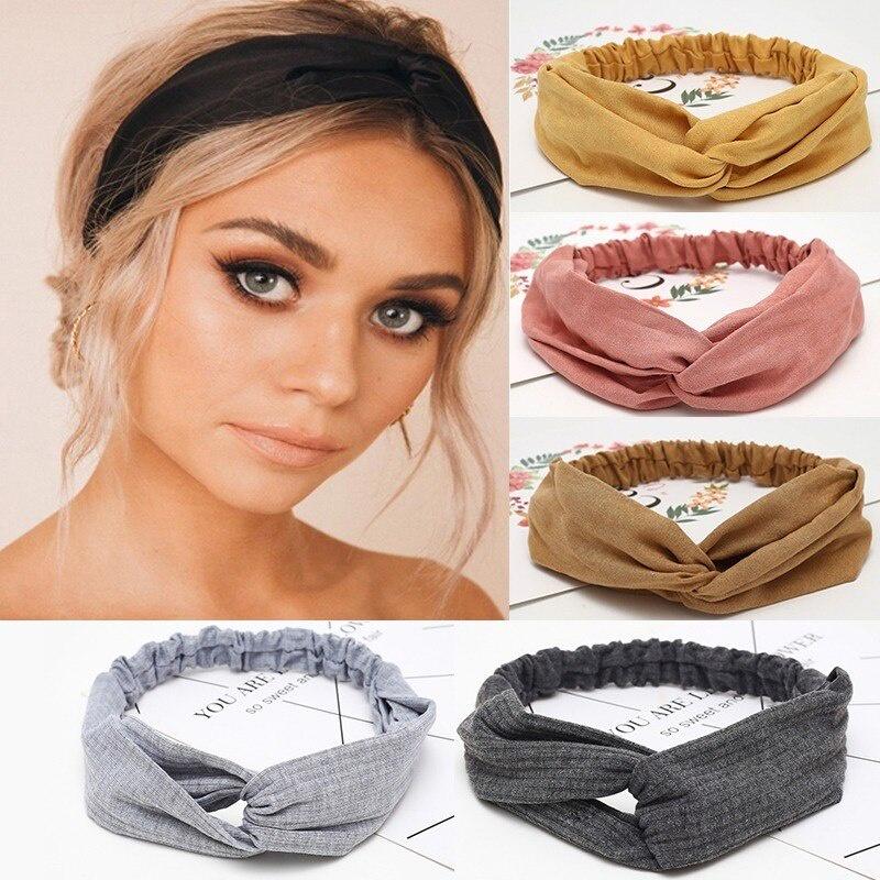 Women Sports Headband Cross Knot Elastic Hair Bands Twisted Knotted Headwrap for Summer Sport Running Gym Headbands Accessories