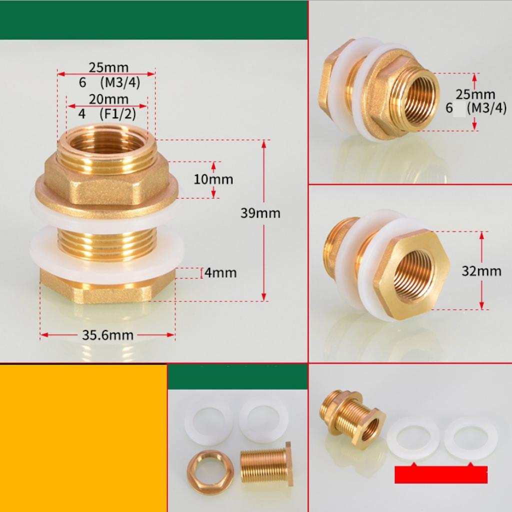 6-10pack Solid Brass Water Tank Connector Garden Fittings M1/2'' M3/4'' M1''