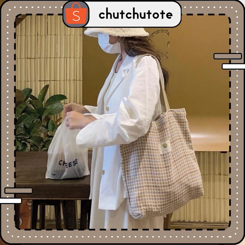 T184-185/Túi chất vải dạ cao cấp sozakka phong cách Nhật Bản kiểu dáng vintage có kèm thêm túi trong có khoá kéo
