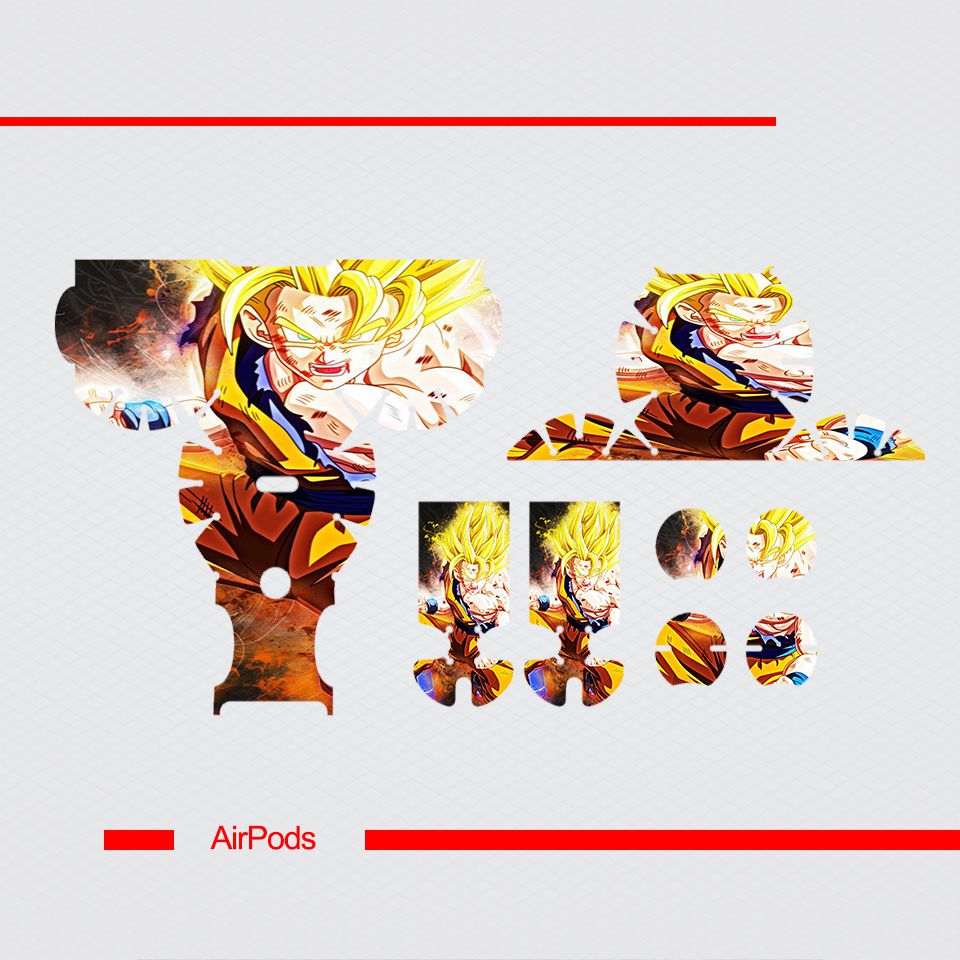 Miếng dán skin chống bẩn cho tai nghe AirPods in hình Dragon Ball - Goku Super Saiyan 2 - 7vnr78 (bản không dây 1 và 2)