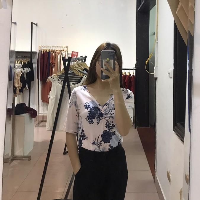 Áo thun hoa rúm ngực tay lỡ-Sooyoung