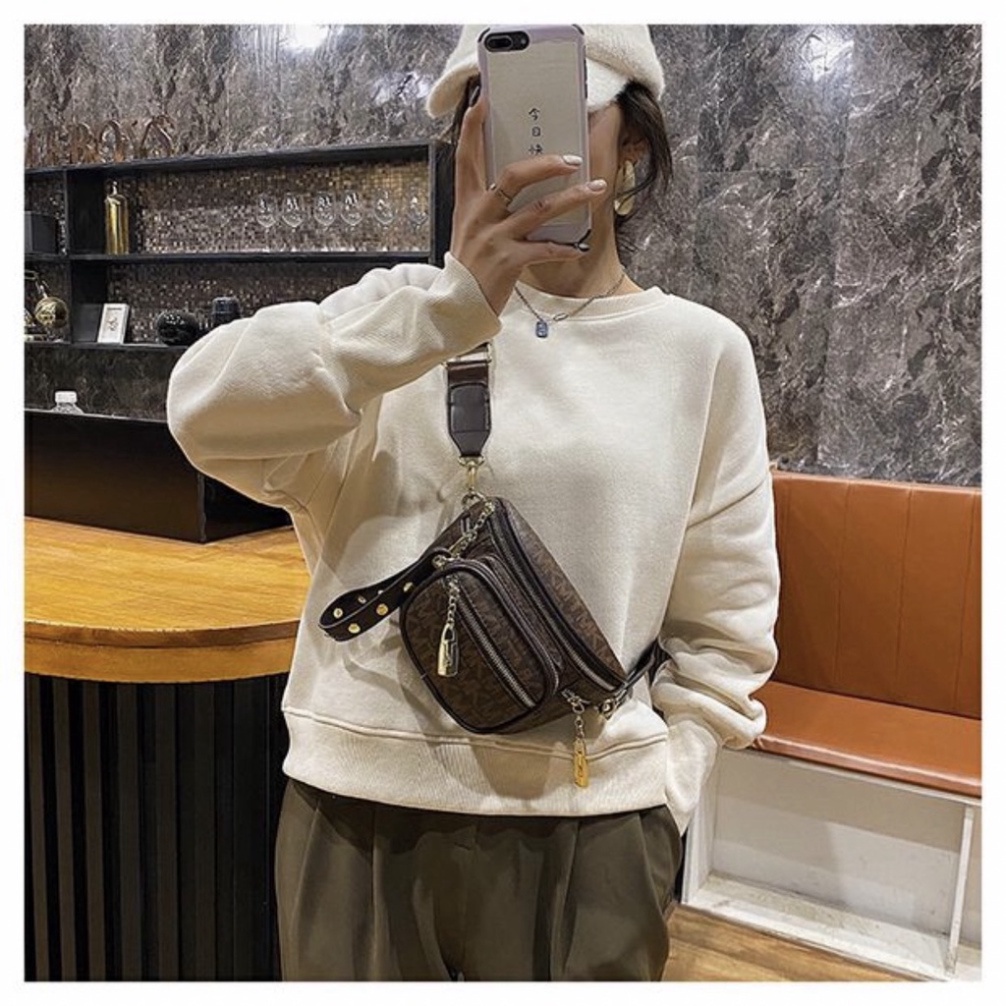 Túi bao tử nữ, túi đeo chéo đeo bụng đeo hông cao cấp da mềm 4 ngăn MiiZzu đựng đồ điện thoại đi chơi, đi làm tiện lợi (T032)