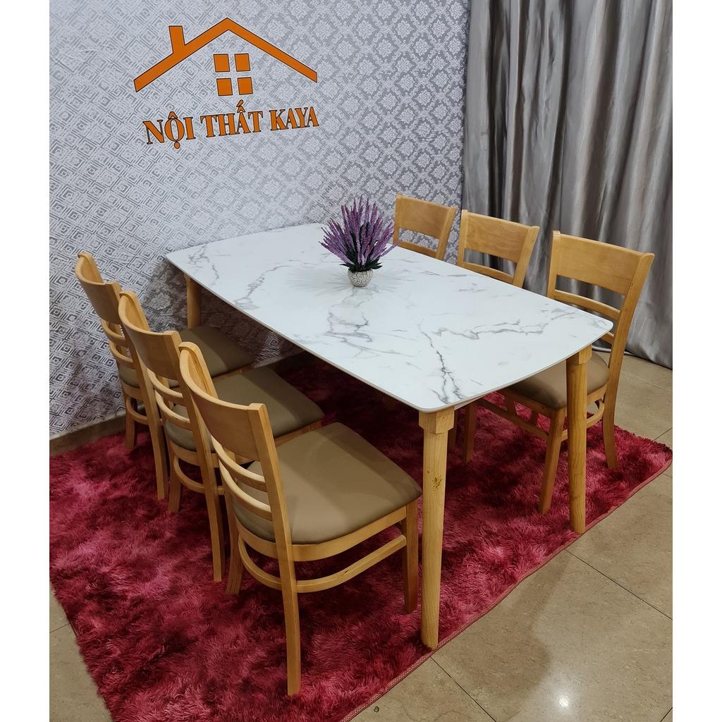 Bộ bàn 6 ghế Mostar 1m6, Mặt bàn với nguyên liệu gỗ HDF lõi xanh chống ẩm chống trầy nhập trực tiếp từ Malaysia Sơn Giả Đá màu Nâu bằng công nghệ Hàn Quốc (Nâu)