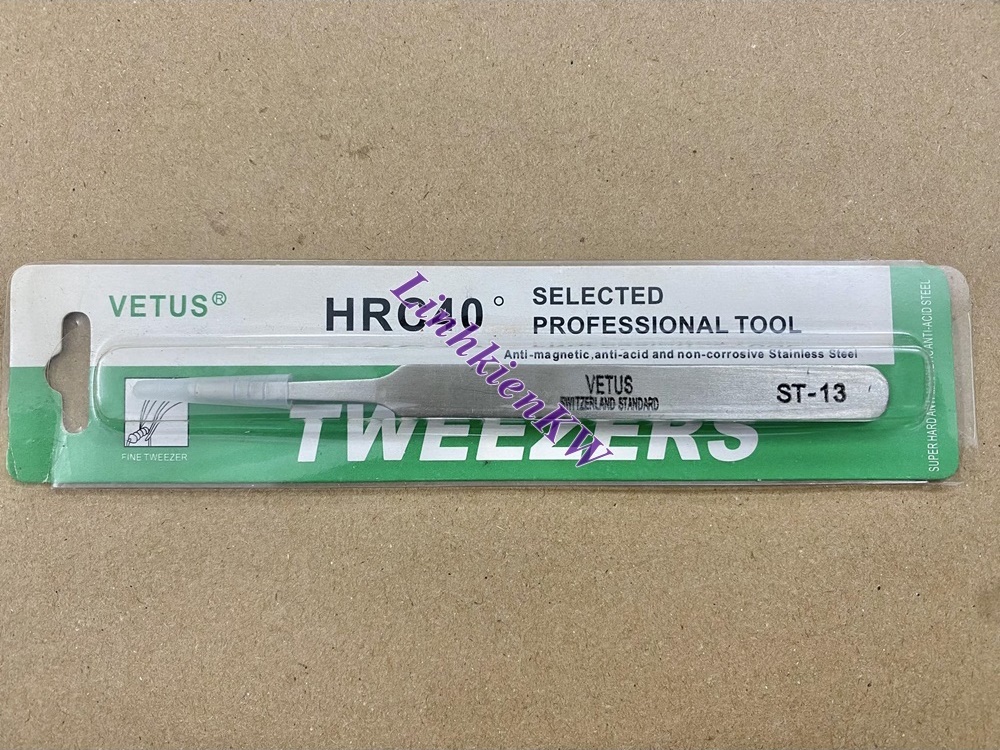 Nhíp Bẹt Tweezers Hợp Kim Thép Không Gỉ ST-13, Chống Từ Tĩnh Mới, Chính gốc
