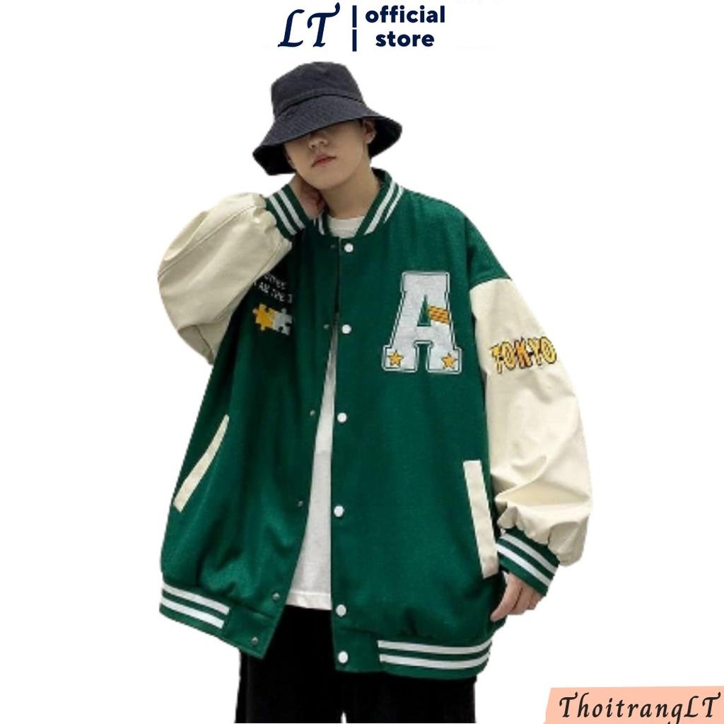 Áo Khoác Bomber Thêu Chữ A Form Rộng Unisex Chất Nỉ Bông feesize dưới 60kg - ThoiTrang