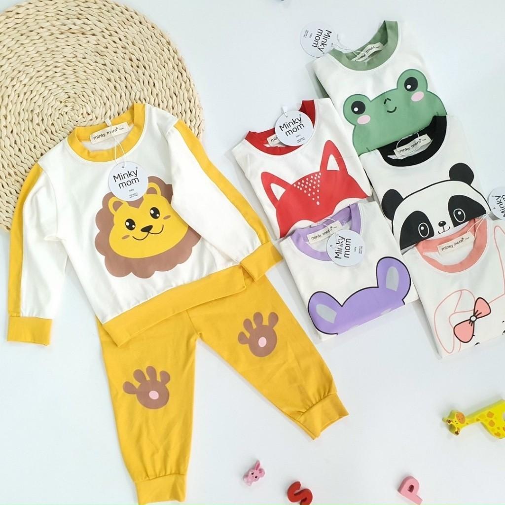 Bộ Thu Đông Cho Bé Bộ Minky Mom Dài Tay Cho Bé Trai Bé Gái Chất Cotton Cao Cấp Siêu Co Giãn Thấm Hút Mồ Hôi Tốt