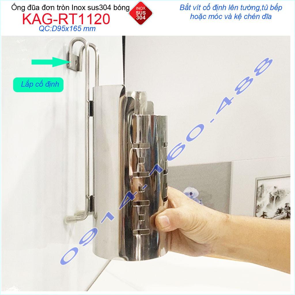 Ống đũa tròn KAG-RT1120, ống đựng muỗng đũa nĩa Inox SUS304 dập khuôn cao cấp sáng bóng bền bỉ theo thời gian