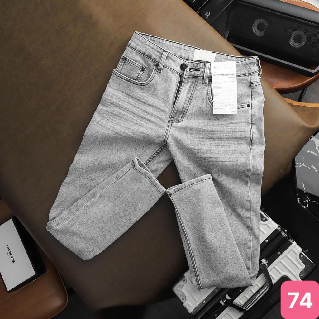 Quần jean nam không rách gối màu xám nhạt trơn chất bò cao cấp co dãn 4 chiều rin form dáng skinny Hado708 mẫu mới