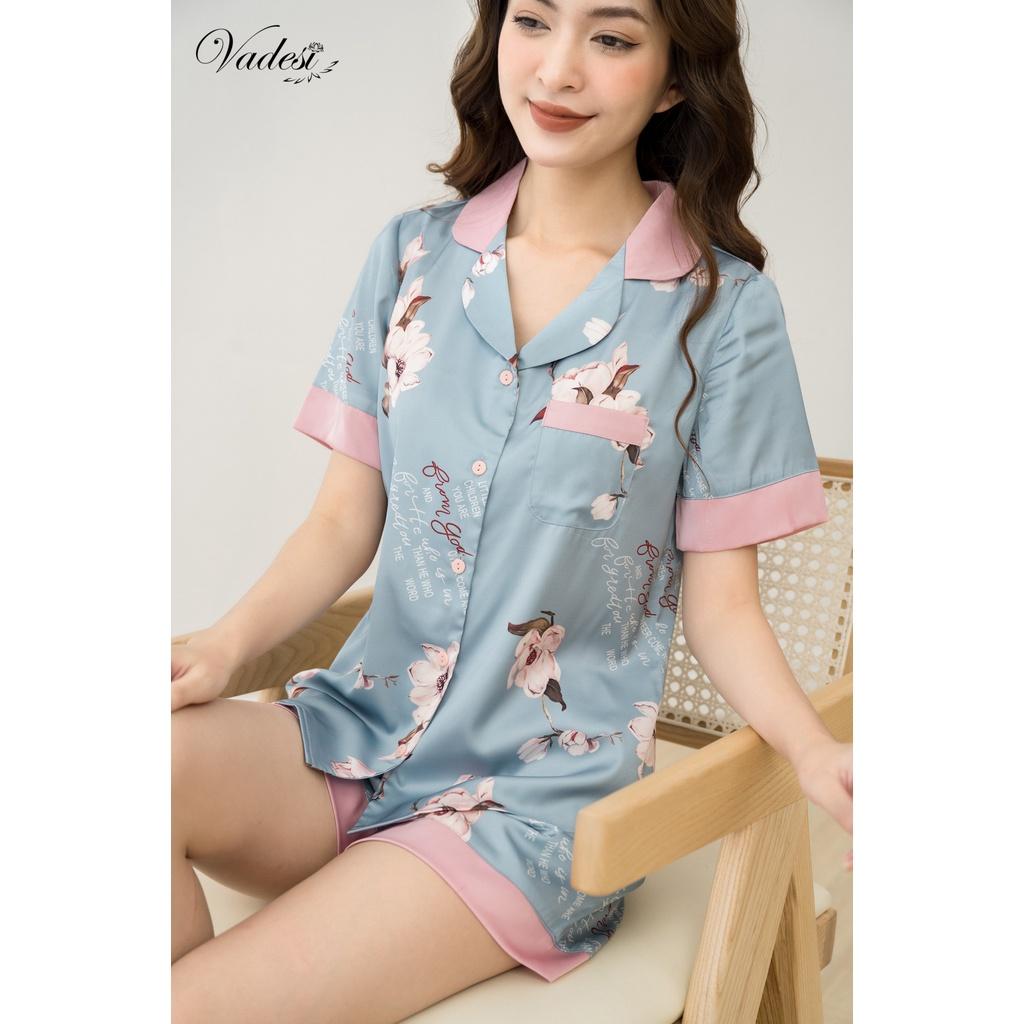 Bộ Pijama Đùi Nữ Mặc Nhà Chất Liệu Lụa Luxury Cao Cấp Họa Tiết Sang Đẹp Mát Mềm