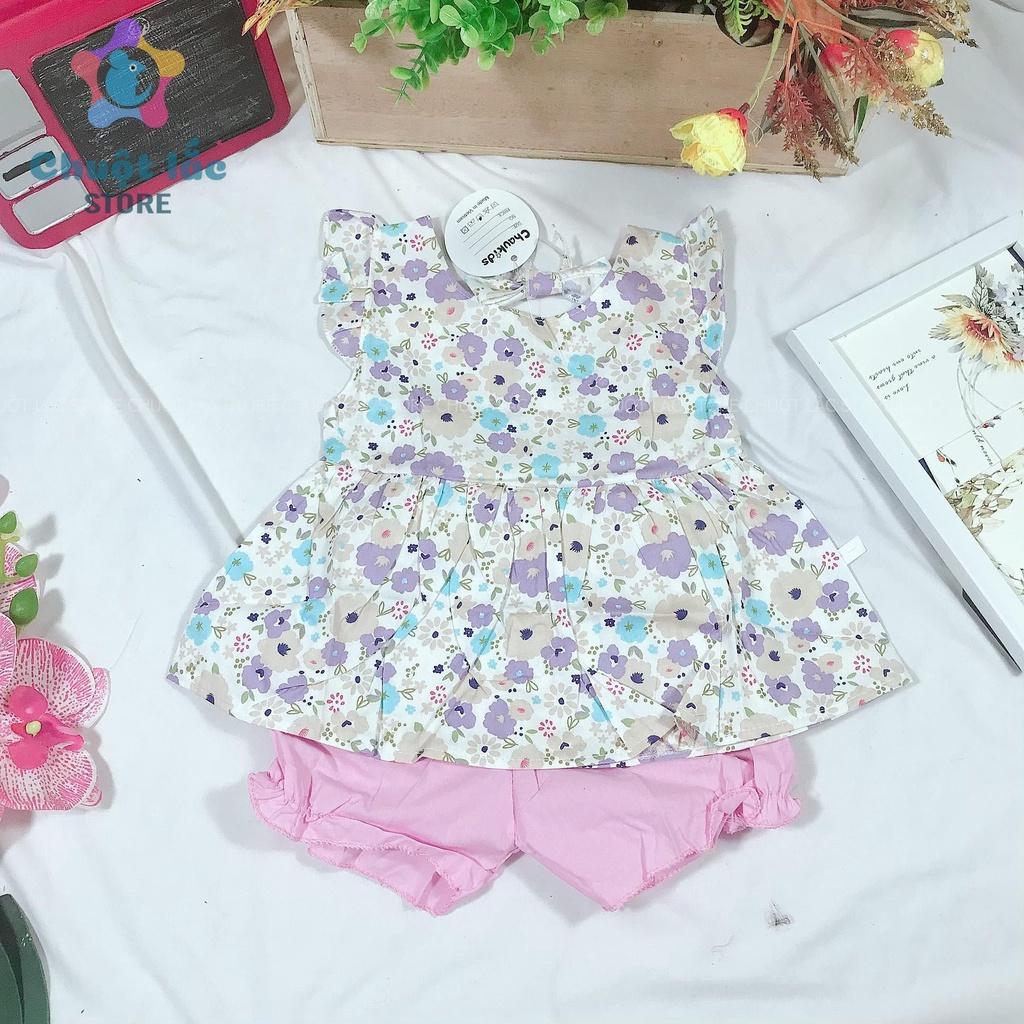 Bộ Quần Áo Bé Gái Babydoll Hoa Nhí 7kg Đến 18kg Màu Hồng, Vàng, Tím