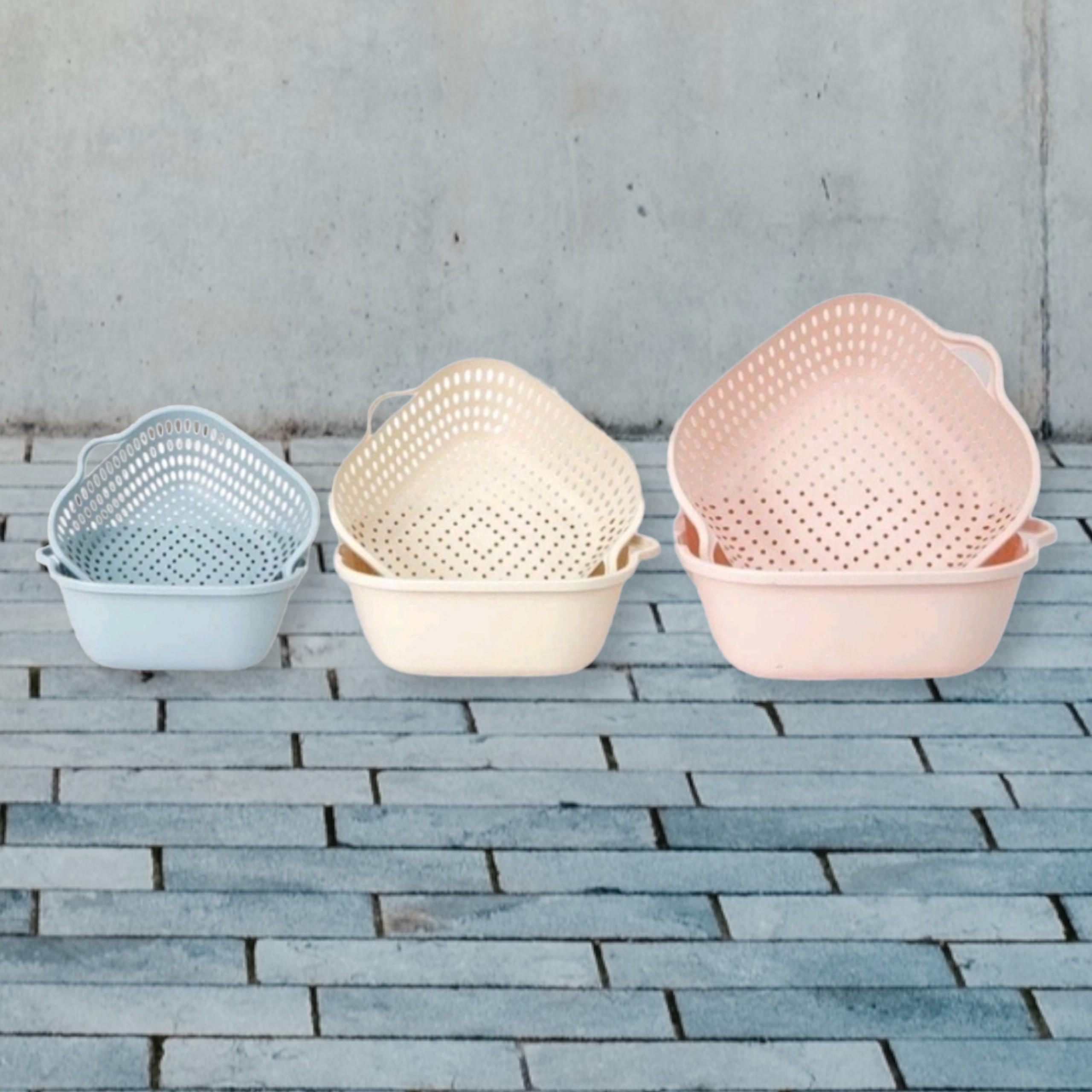SET 3 BỘ THAU CHẬU RỔ NHỰA VIỆT NHẬT GỒM 3 RỔ 3 THAU CHẬU