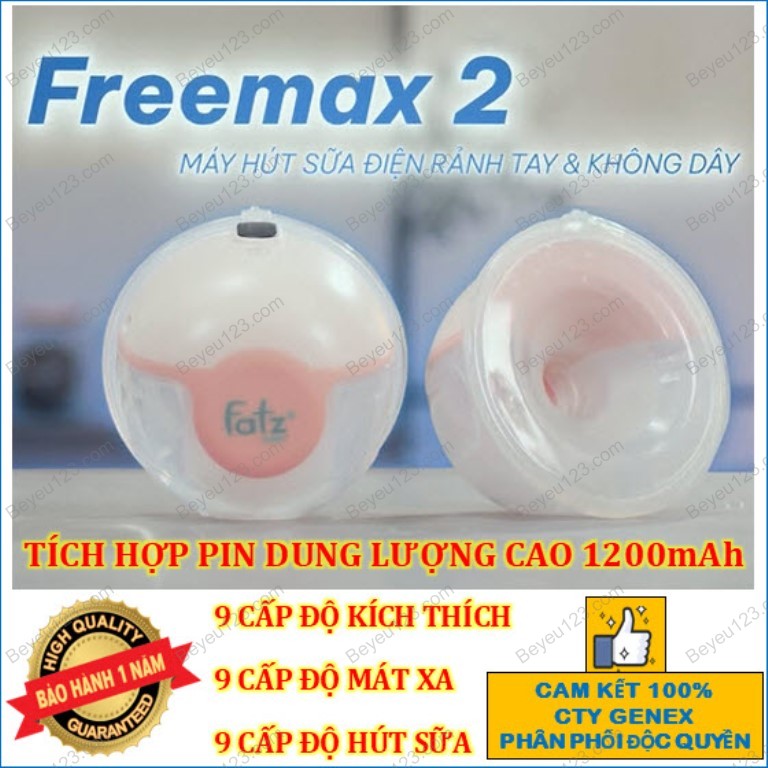 MÁY HÚT SỮA ĐIỆN RẢNH TAY VÀ KHÔNG DÂY CÓ PIN SẠC FREEMAX 2 FATZBABY FB1202CW /2 CHIẾC