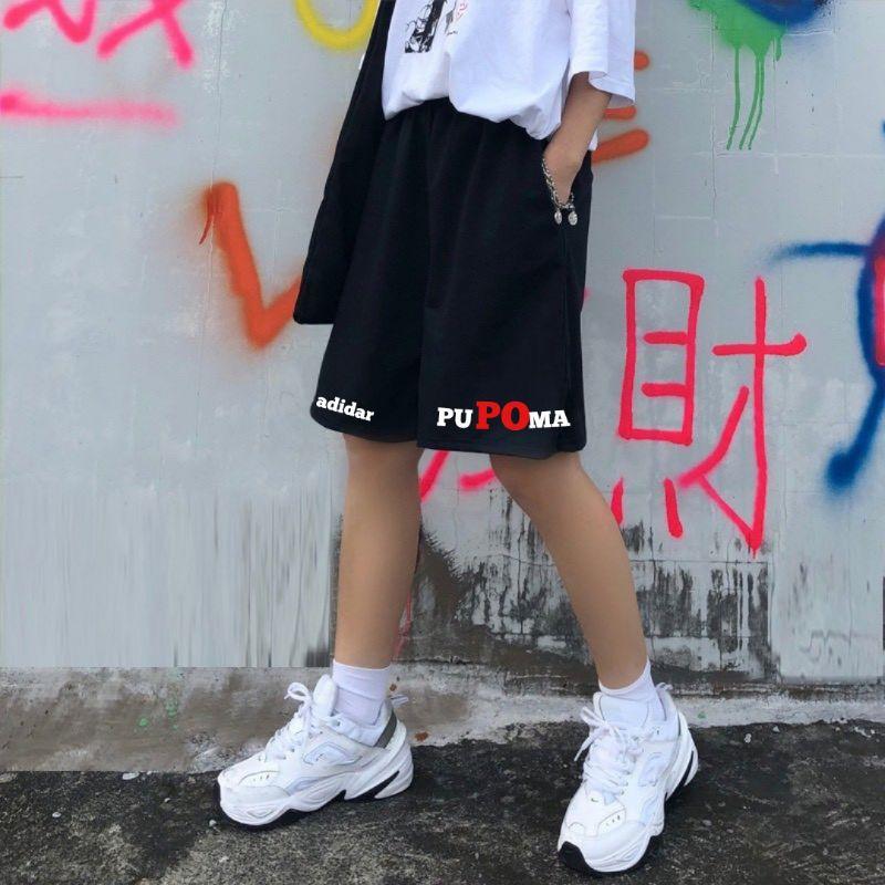 Quần lửng nữ ống rộng form unisex, quần short nam nữ phong cách đường phố