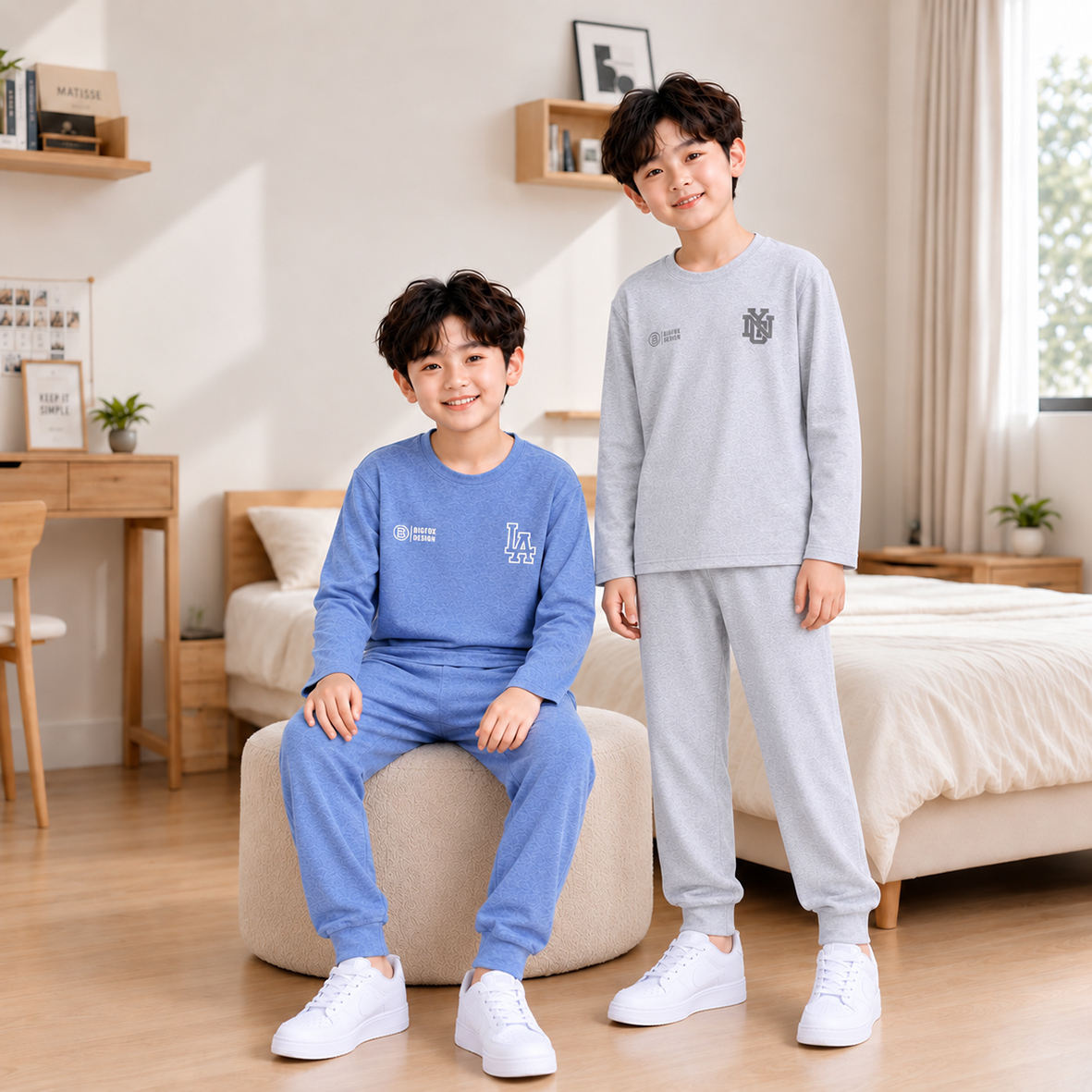 Bộ thu đông bé trai Bigfox 3-11 tuổi N26 Bộ giữ nhiệt dài tay mùa thu đông cho bé size đại 11-39kg