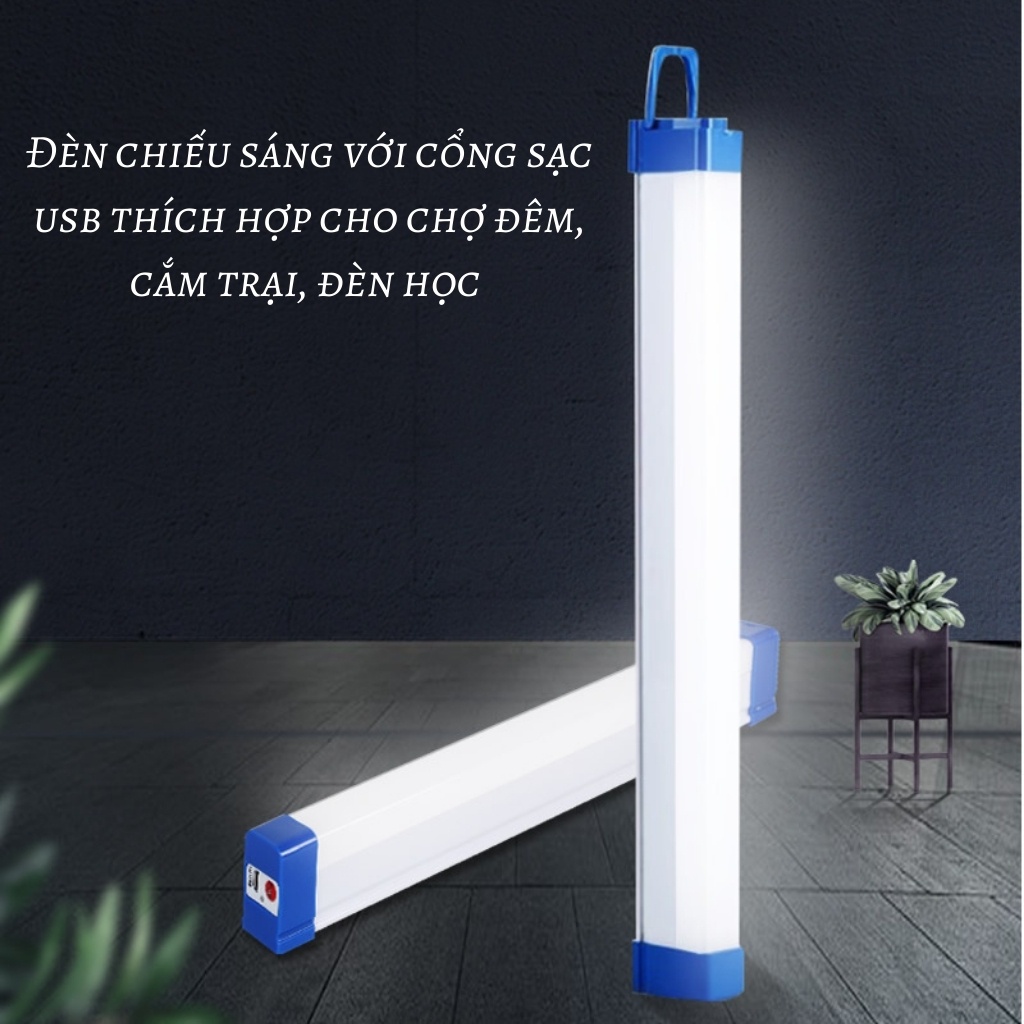 Đèn Led Chiếu Sáng Tích Điện 3 Chế Độ Sáng, 2 Đầu Có Nam Châm, Sạc USB, Mang Đi Cắm Trại, Dùng Khi Cúp Điện Tiện Lợi