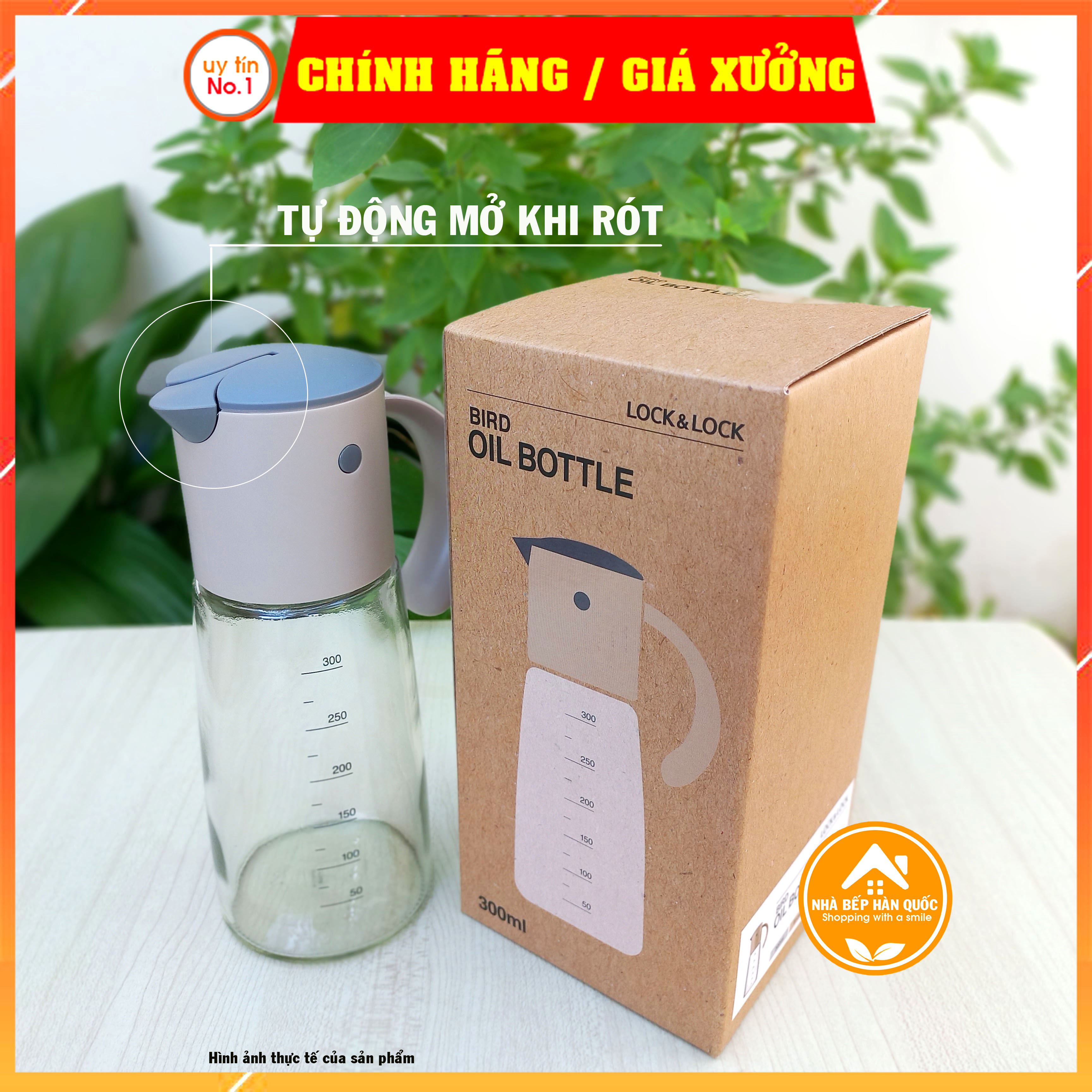 Bình rót dầu Bird Oil Bottle LLG706 300ML nắp tự động đóng mở, có chia vạch