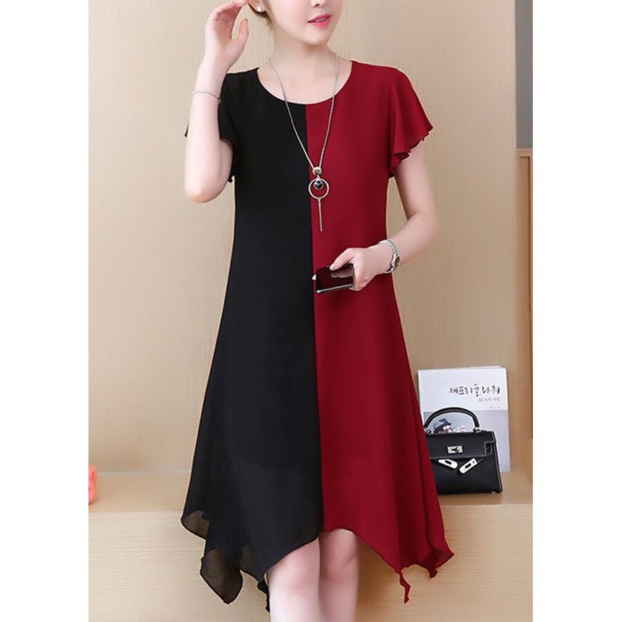 ️Có Big Size️Đầm Dự Tiệc Vải Voan Dáng Suông Trẻ Trung Sang Trọng