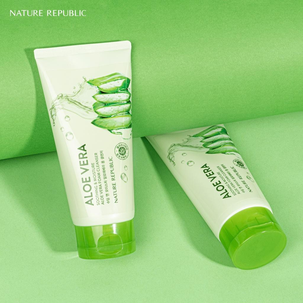 Nature Republic Sữa rửa mặt Soothing & Moisture Aloe Vera Foam Cleanser 150ml