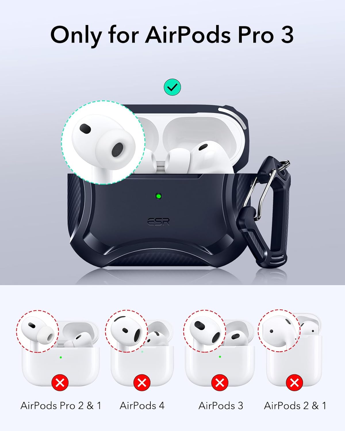 Bao Case cho Airpods Pro 3 (2025) ESR Cyber Tough Magentic Case - Hàng chính hãng