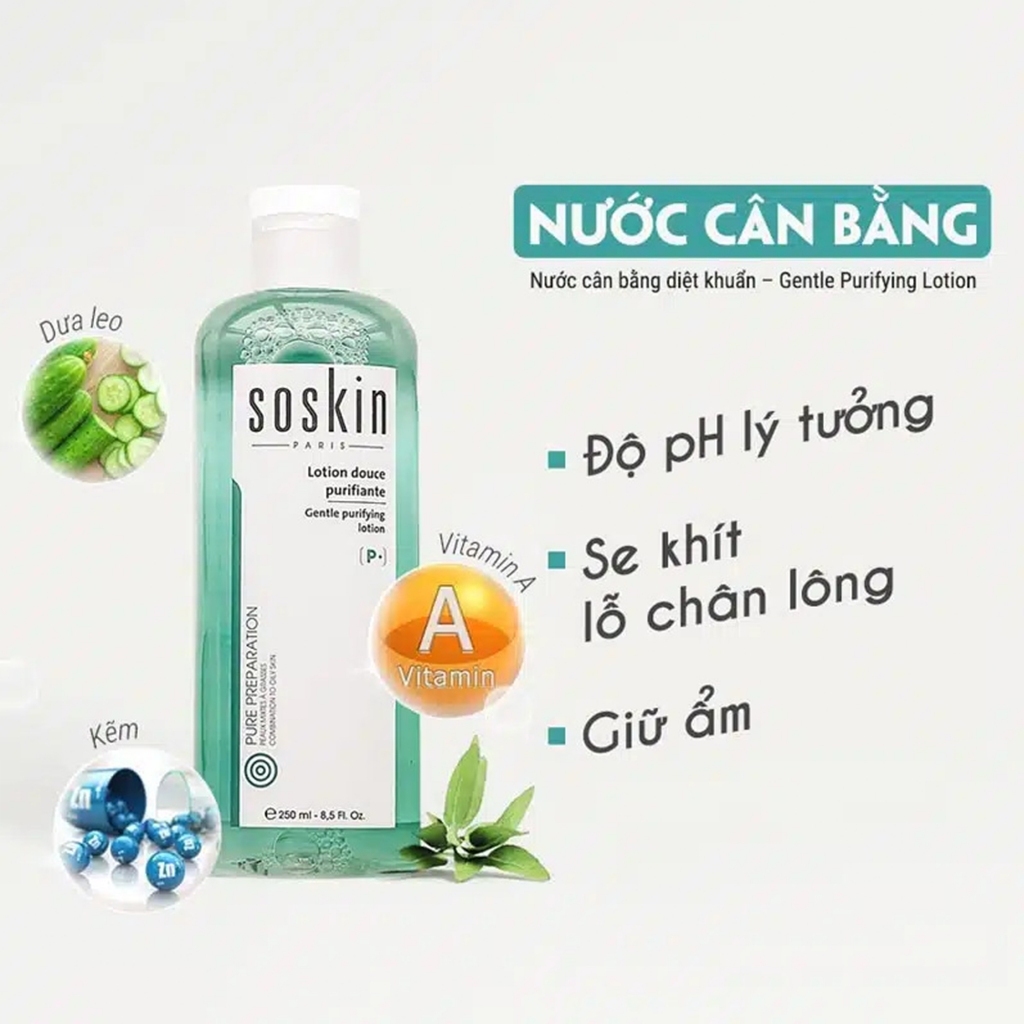 Nước Hoa Hồng Làm Sạch Sâu Soskin Gentle Purifying Lotion