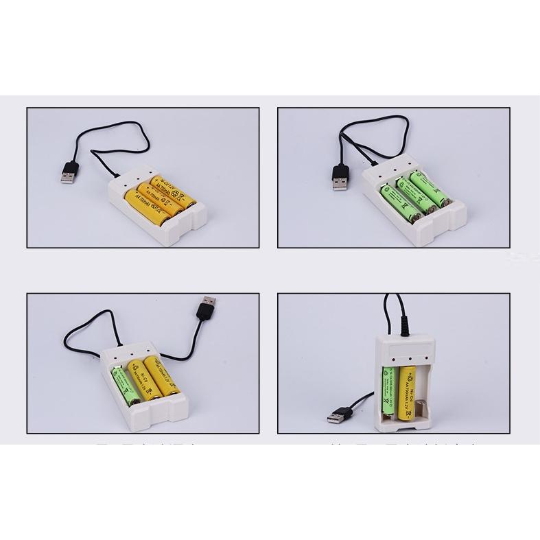 Bộ Sạc Pin Đa Năng 3 Khe Dùng Sạc Nhanh Cho Pin AA, AAA Nguồn Usb Tiết Kiệm Chi Phí Nhựa Cao Cấp Nhỏ Gọn Tiện Dụng