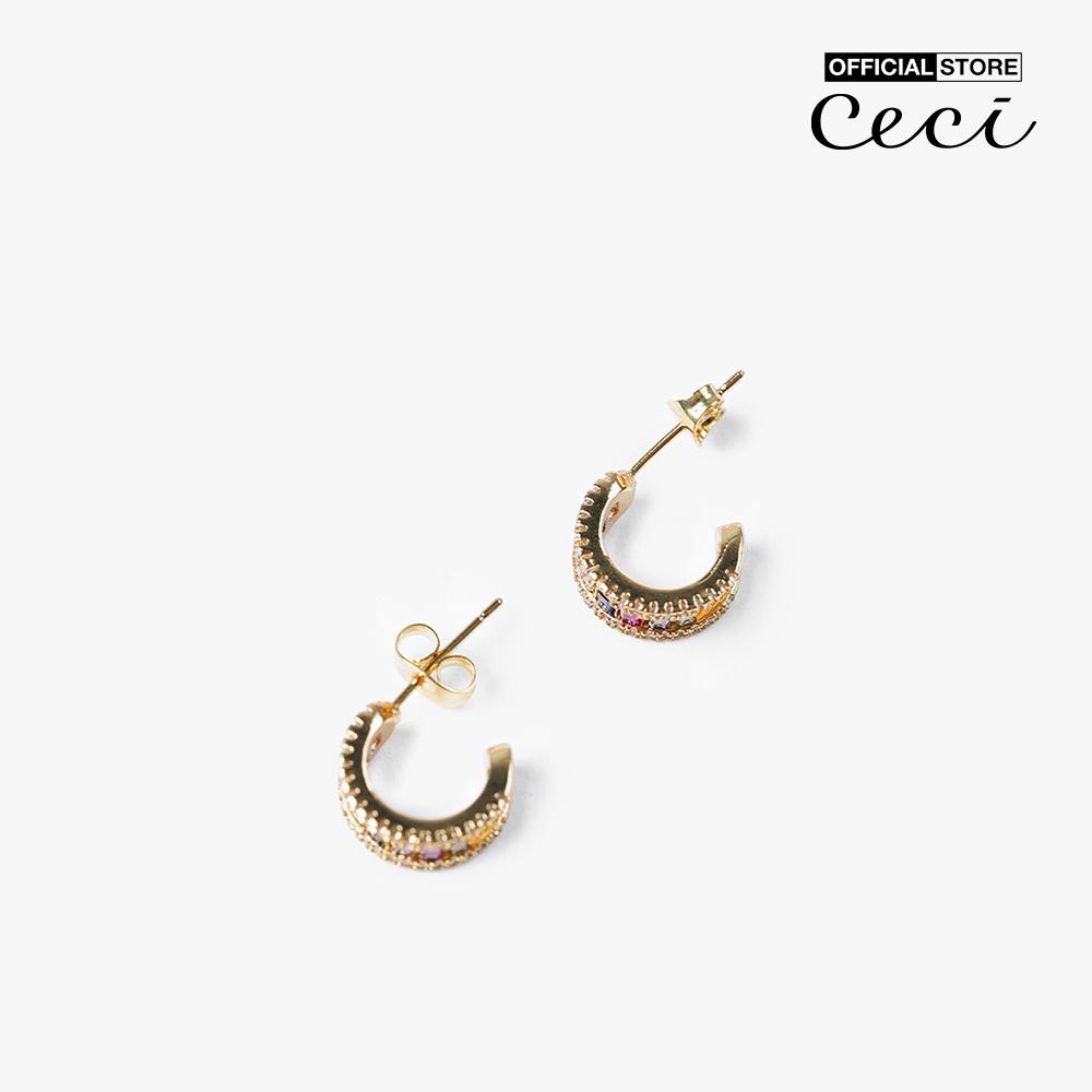 CECI - Khuyên tai nữ khoen tròn nhỏ đính đá CC1-07000162-24