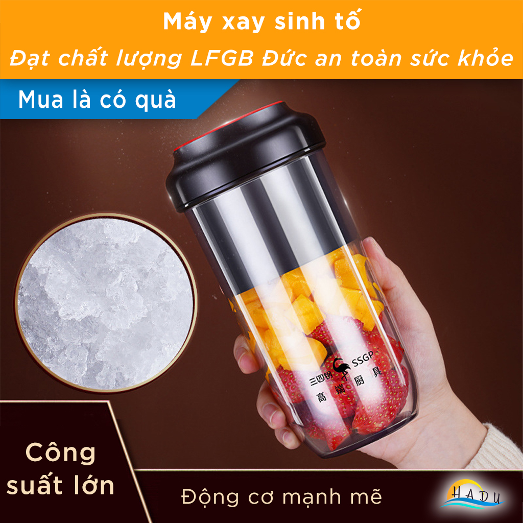 Máy Xay Sinh Tố Cầm Tay Mini 300ml Cao Cấp Sạc Điện Đạt Tiêu Chuẩn Chất Lượng Đức SSGP