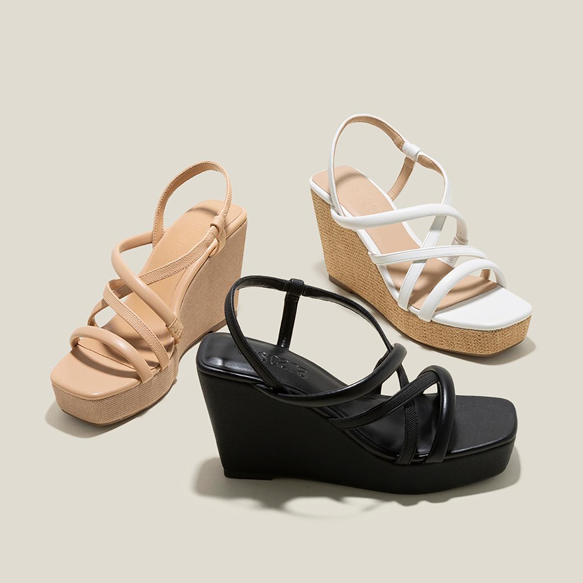 Vascara Giày Sandal Xuồng Quai Ống Phối Pu Vân Cói - SDX 0443