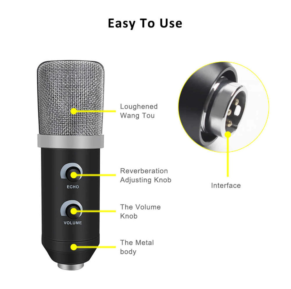 Micro USB Glosrik GL750 - Mic thu âm, livestream, chat voice, karaoke đa năng (Đi kèm chân đế, đầu bịt) - Hàng chính hãng