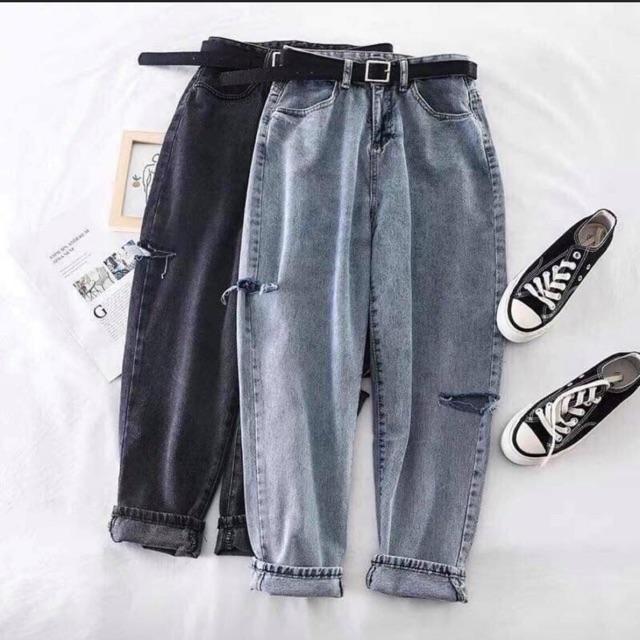 Quần Baggy Phom To Rách 2 Hông Chân - Lưng Cao - Phom To Dài [HOT TREND