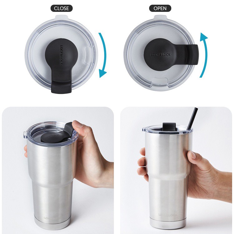 Ly giữ nhiệt LOCK&amp;LOCK 880mL Swing Tumbler Màu Bạc - LHC4138SLV