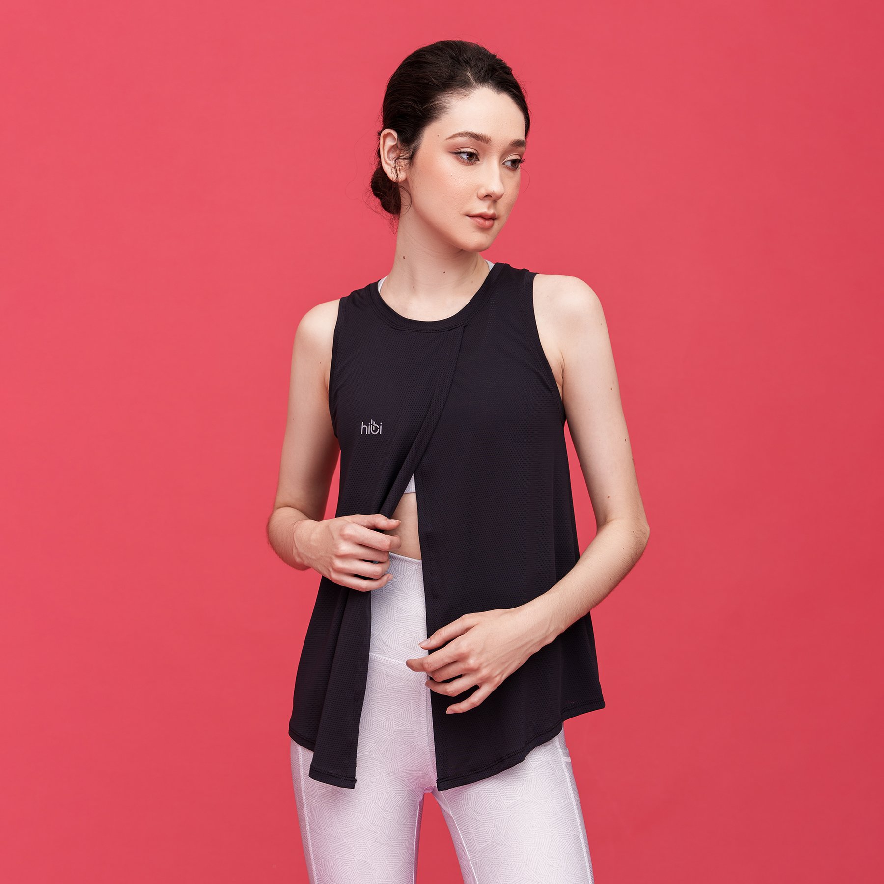 Hình ảnh Áo tập Yoga - Gym Tanktop mặc ngoài Xẻ tà cột trước Hibi Sports TA708